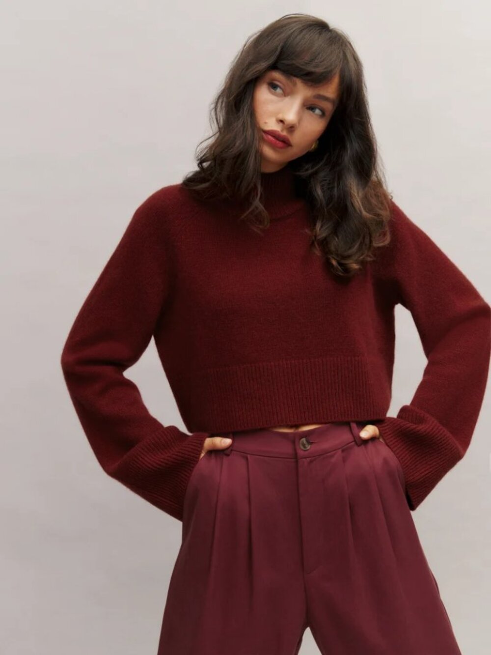 NWT Reformation Garrett Cropped Cashmere Turtleneck XL